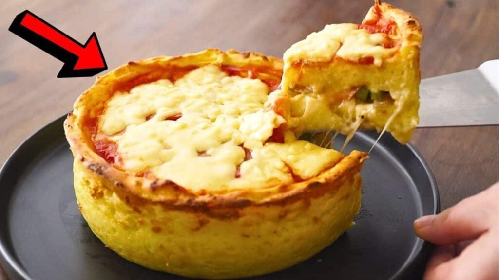 Super Easy Loaded Potato Pizza Cake, homemade and freshly served