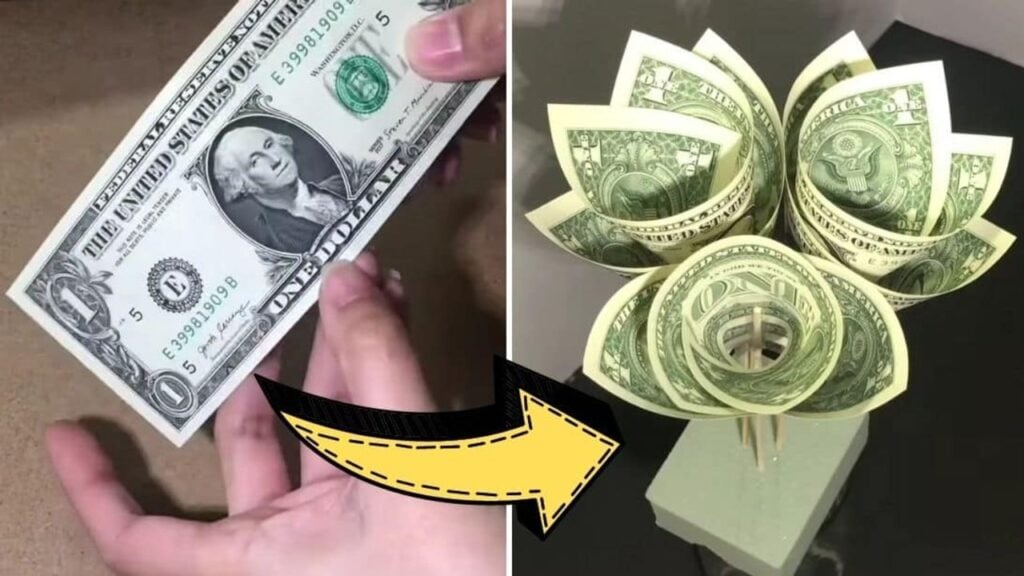 Finished Super Easy Peony Money Flower, a completed DIY project