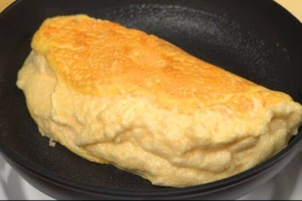 Super Fluffy Souffle Omelet, homemade and freshly served