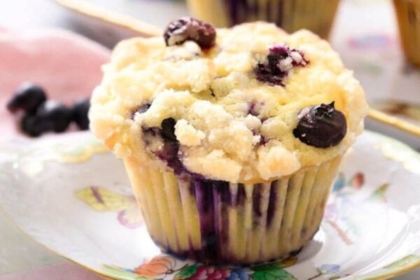 Super Moist Blueberry Muffins, homemade and freshly served