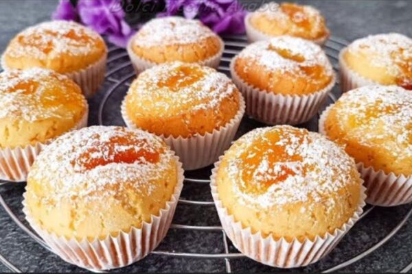 Super Soft and Fluffy Muffin with Jam, homemade and freshly served