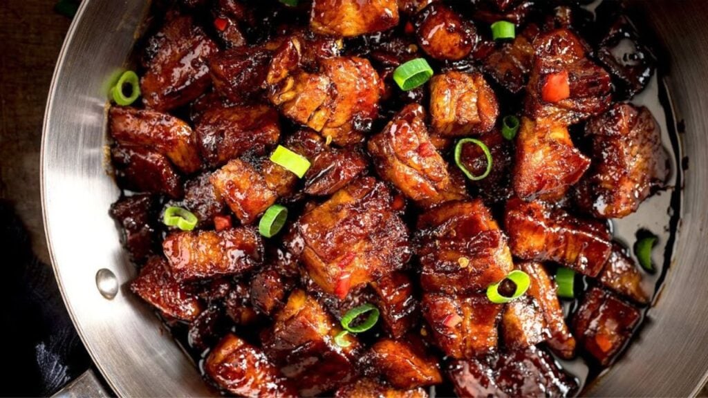 Sweet and Spicy Pork Belly, homemade and freshly served