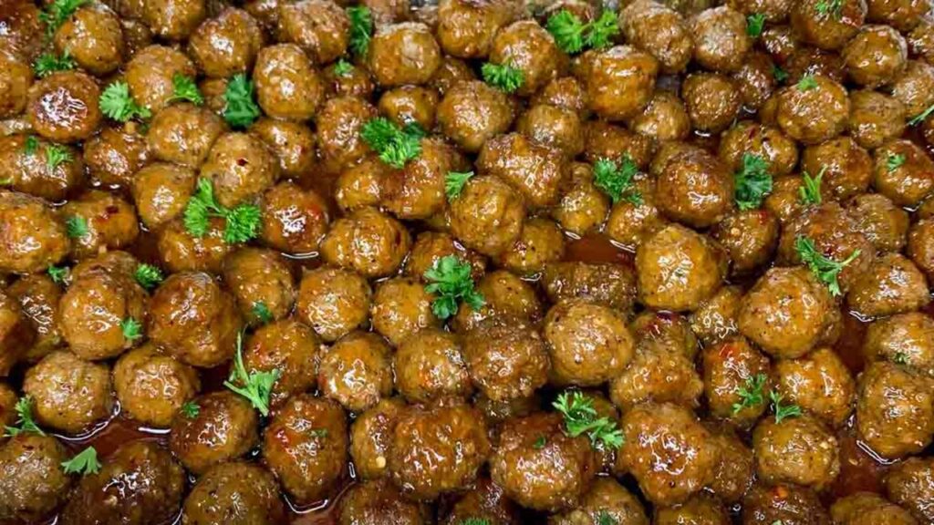 Sweet Chili Glazed Meatballs, homemade and freshly served