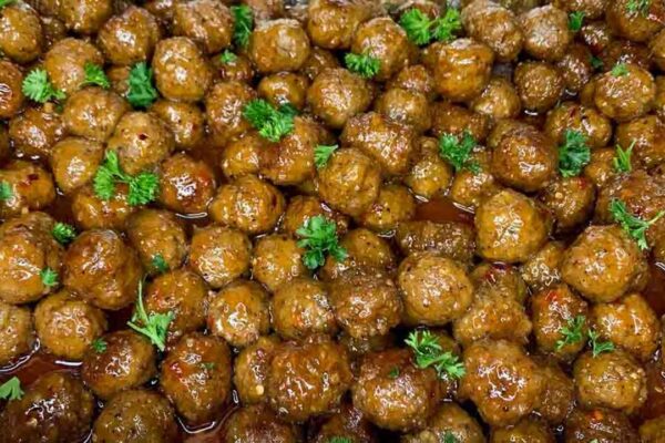 Sweet Chili Glazed Meatballs, homemade and freshly served