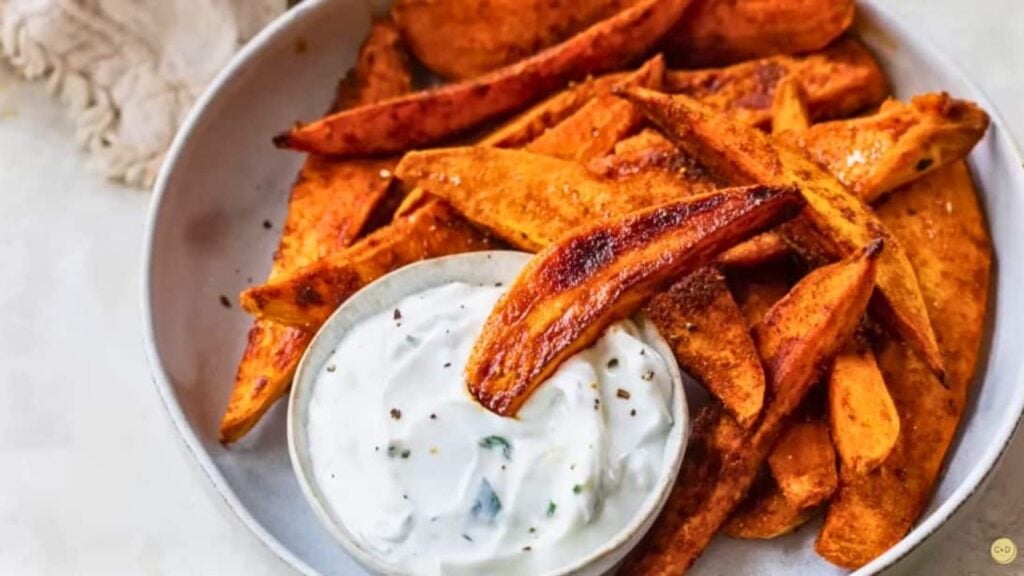 Sweet Potato Wedges, homemade and freshly served