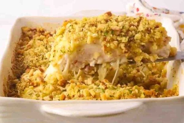 Swiss Chicken Casserole, homemade and freshly served