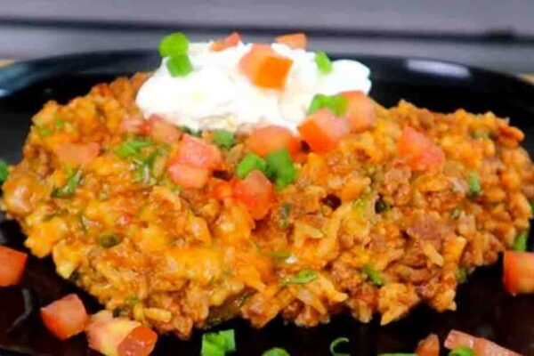 Quick and Easy Taco Rice, homemade and freshly served