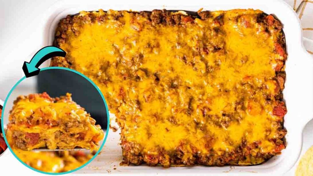 Taco Squares Casserole, homemade and freshly served