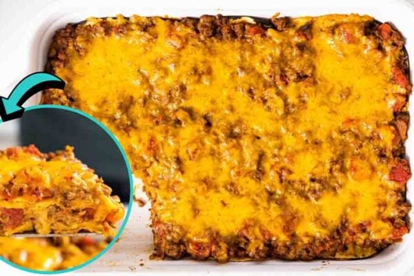 Taco Squares Casserole, homemade and freshly served