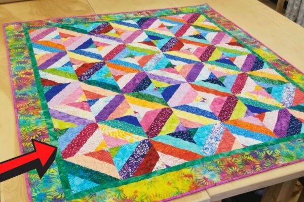 Finished Tea Time Quilt Using 2 1/2″ Strips, a completed DIY project