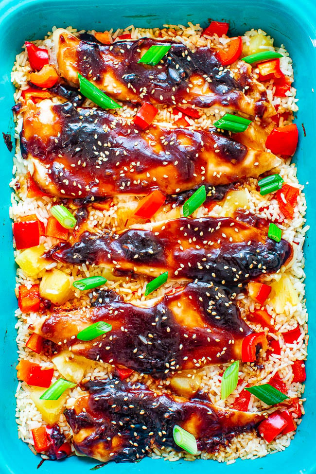 Casserole recipes — baked teriyaki chicken and rice casserole, easy homemade casserole for dinner