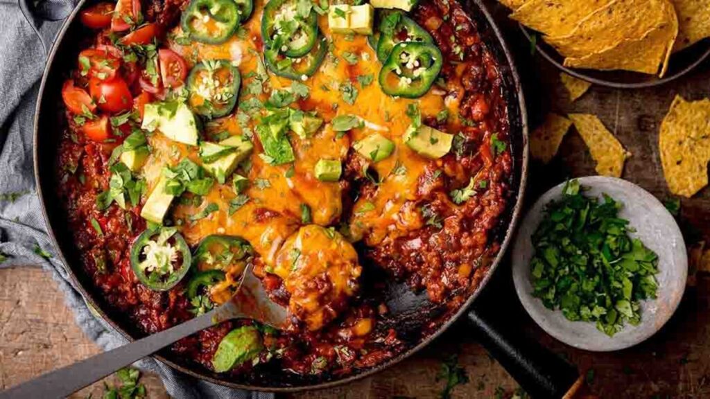 One-Pan Tex-Mex Style Ground Beef, homemade and freshly served