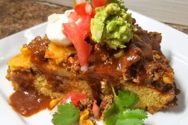 Tex-Mex Style Tamale Pie, homemade and freshly served