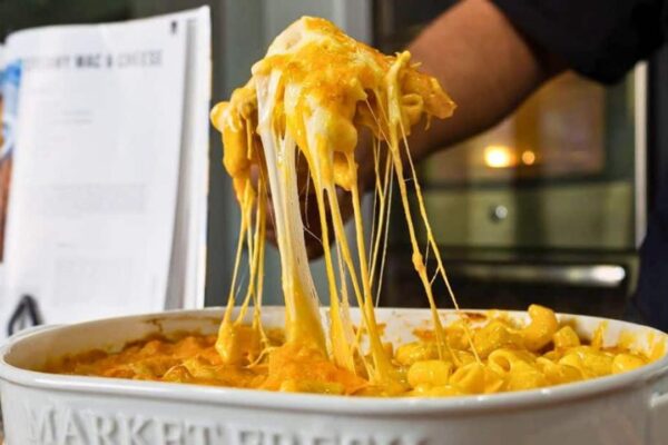 The Secret to Creamy Mac and Cheese, homemade and freshly served