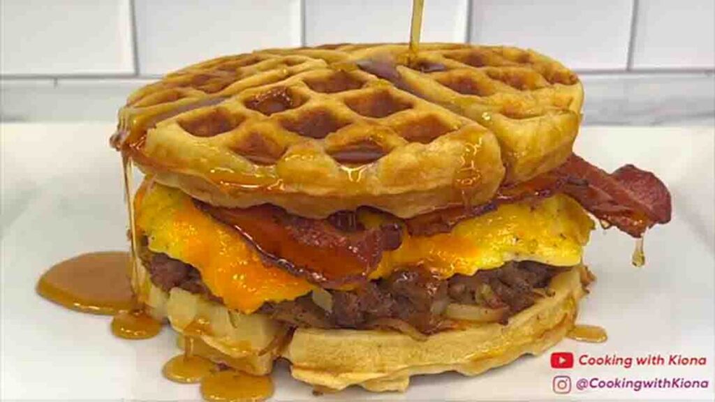 TikTok Waffle House Sandwich, homemade and freshly served
