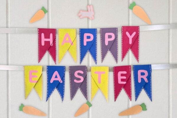 Toilet Paper Roll Easter Banner — easy step-by-step DIY tutorial.