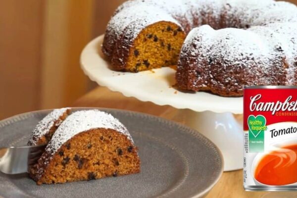 Tomato Soup Cake, homemade and freshly served