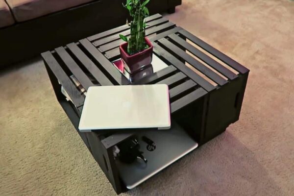 Finished Trendy DIY Coffee Table Using Crates, a completed DIY project