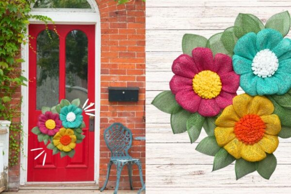 Finished Triple Flower Wreath DIY, a completed DIY project
