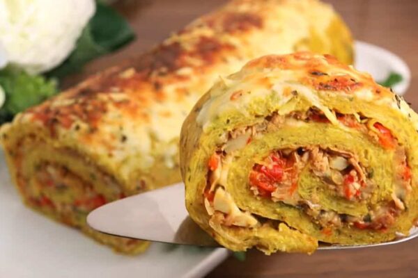 Tuna-Stuffed Potato Roll, homemade and freshly served