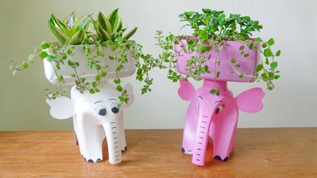 Finished Turn a Detergent Bottle into an Elephant Pot, a completed DIY project