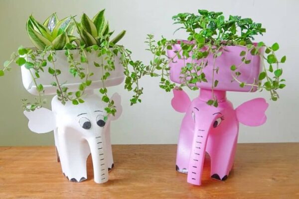 Finished Turn a Detergent Bottle into an Elephant Pot, a completed DIY project
