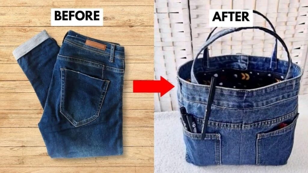 Finished Turn an Old Pair of Jeans into a Bag, a completed DIY project