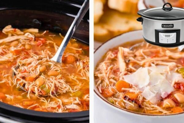 Tuscan Chicken White Bean Soup, homemade and freshly served
