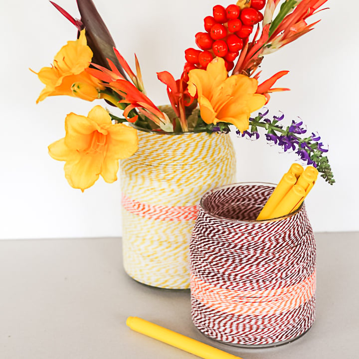 Twine Wrapped Bottle Vase - Wine Bottle Crafts