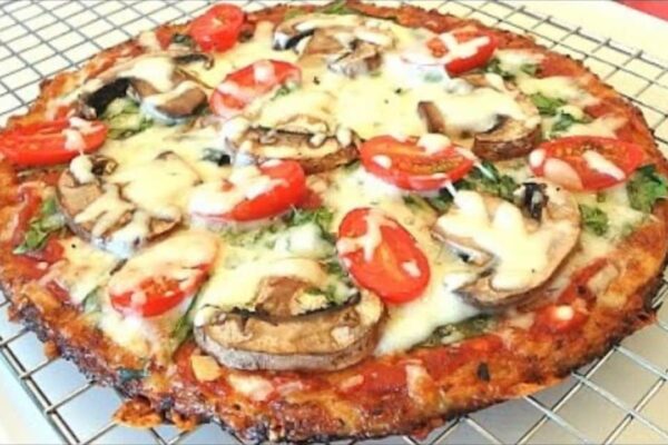 Ultimate Cauliflower Pizza Crust, homemade and freshly served