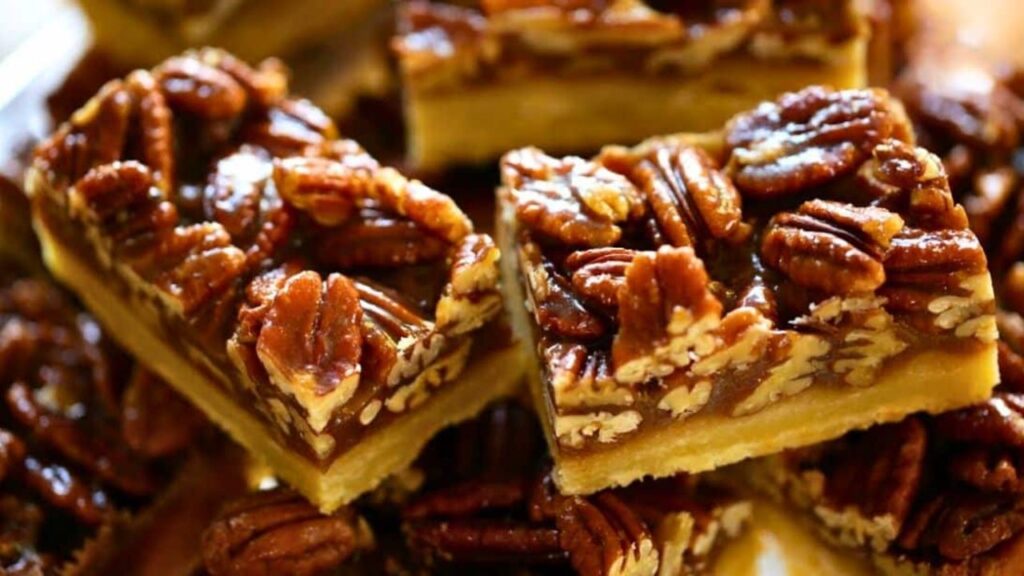 Ultimate Pecan Bars, homemade and freshly served