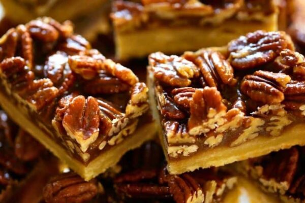 Ultimate Pecan Bars, homemade and freshly served