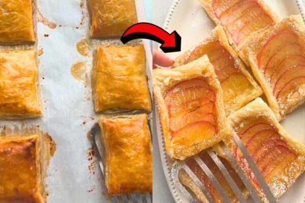 Upside Down Apple Tart (6-Ingredient ), homemade and freshly served