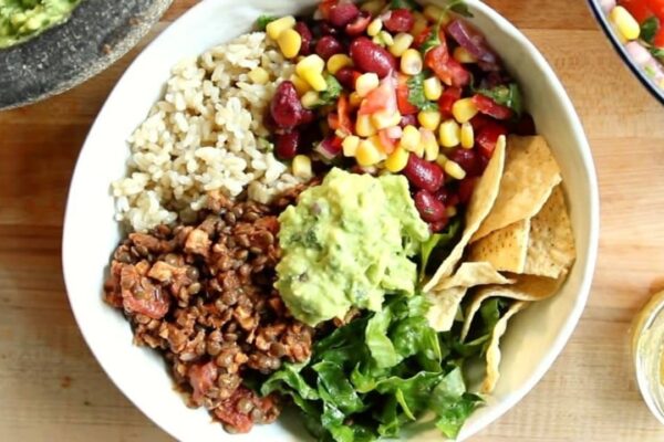 Vegan Burrito Bowl, homemade and freshly served