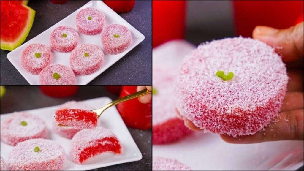 Watermelon Pudding Dessert, homemade and freshly served