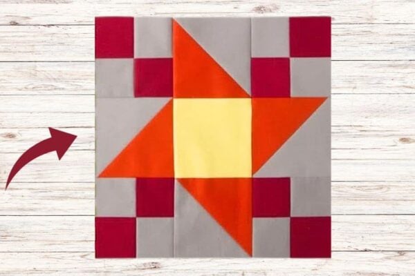 Finished Waterwheel Quilt Block, a completed DIY project