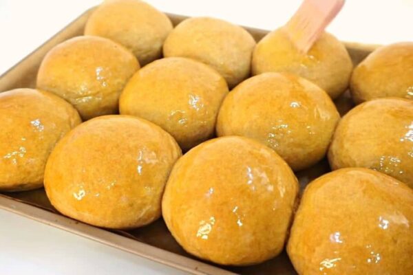 100% Whole Wheat Honey Butter Glazed Buns, homemade and freshly served