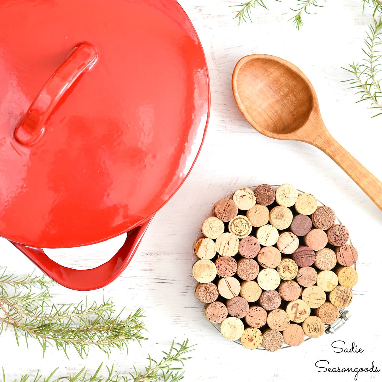 Wine Cork Crafts - Wine Cork Trivet - Upcycled Cork Trivet for the Kitchen