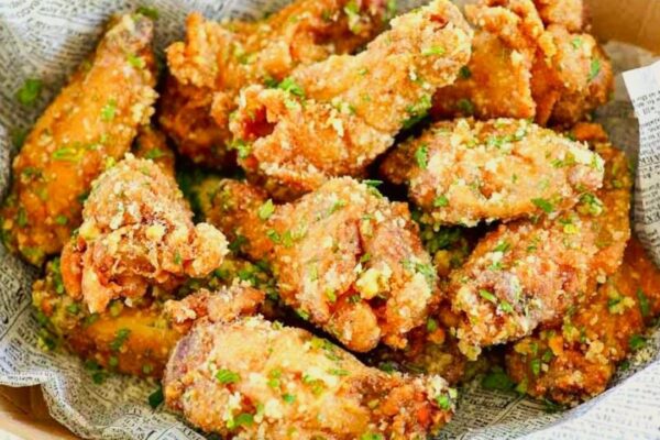 Wingstop Copycat Garlic Parmesan Wings, homemade and freshly served