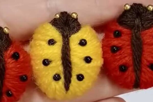 Finished Yarn Ladybug’s With a Fork, a completed DIY project