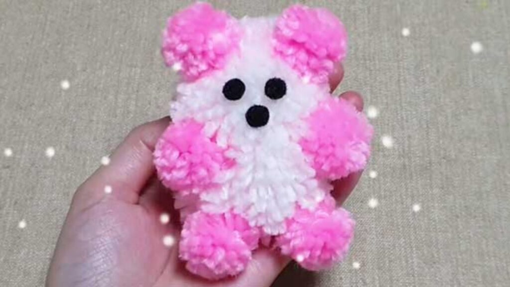 Finished No Sew Yarn Teddy Bear Craft, a completed DIY project