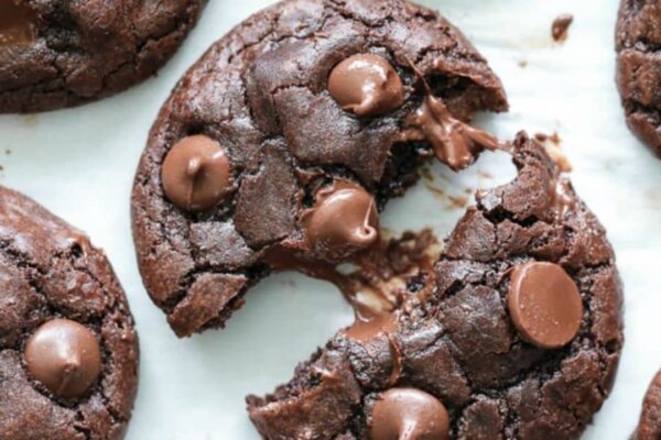Yummy Double Chocolate Cookies, homemade and freshly served