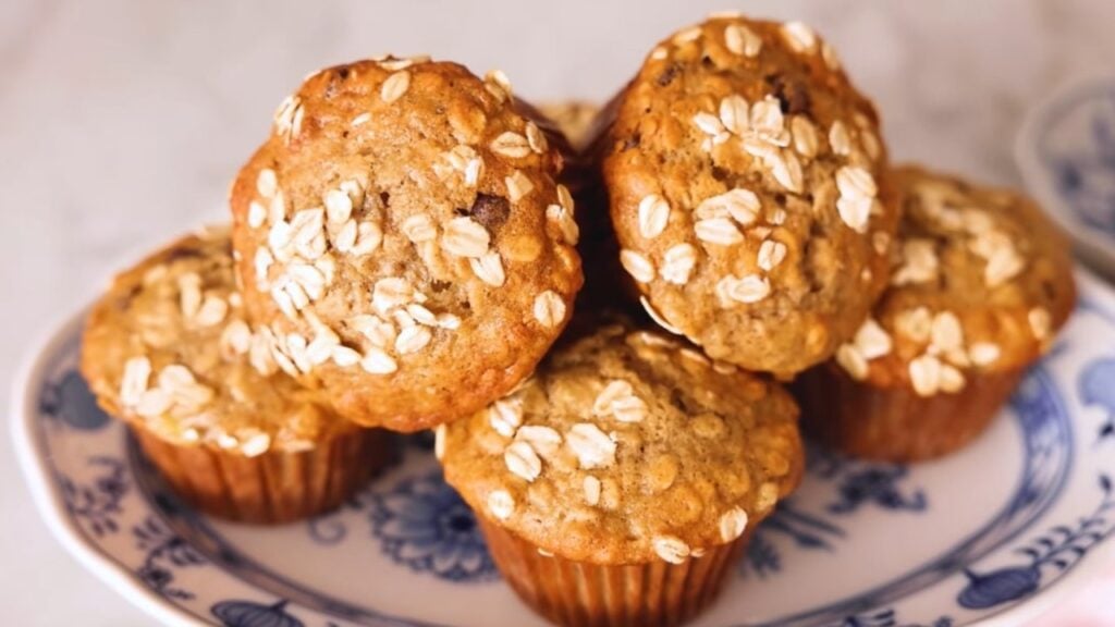 Yummy Oatmeal Banana Muffins, homemade and freshly served