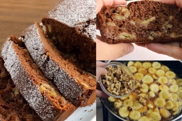 Yummy Walnut Banana Bread, homemade and freshly served