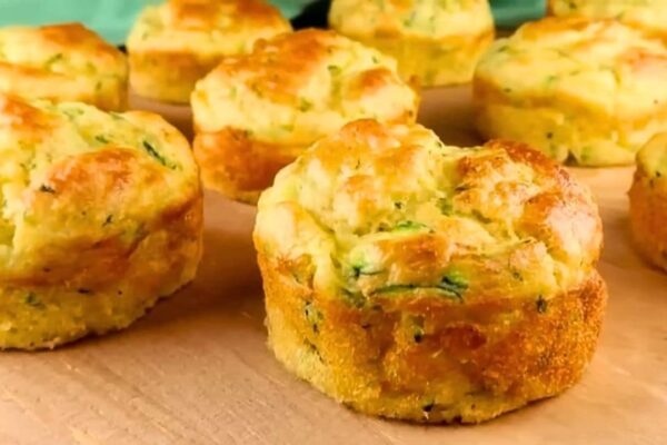Zucchini and Cheese Breakfast Muffins, homemade and freshly served