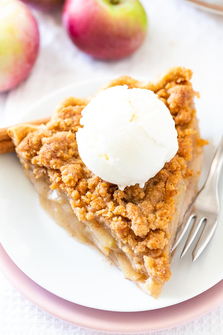 Dutch apple pie with a buttery streusel crumb topping instead of a top crust