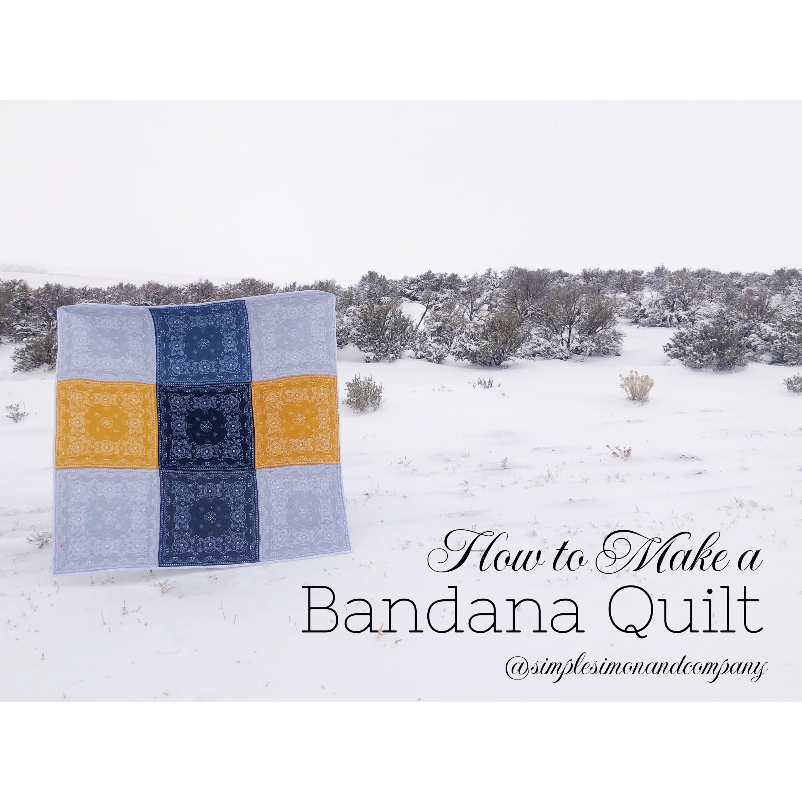 DIY Ideas With Bandanas - Bandana Quilt - easy quilting project, nine bandanas sewn into a nine patch quilt top for a quick cozy throw #diy #quilting #bandanacrafts