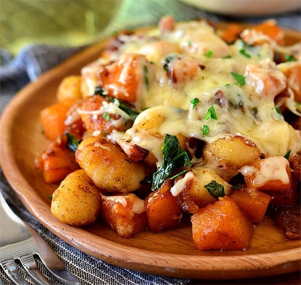 Skillet gnocchi with caramelized butternut squash and bacon