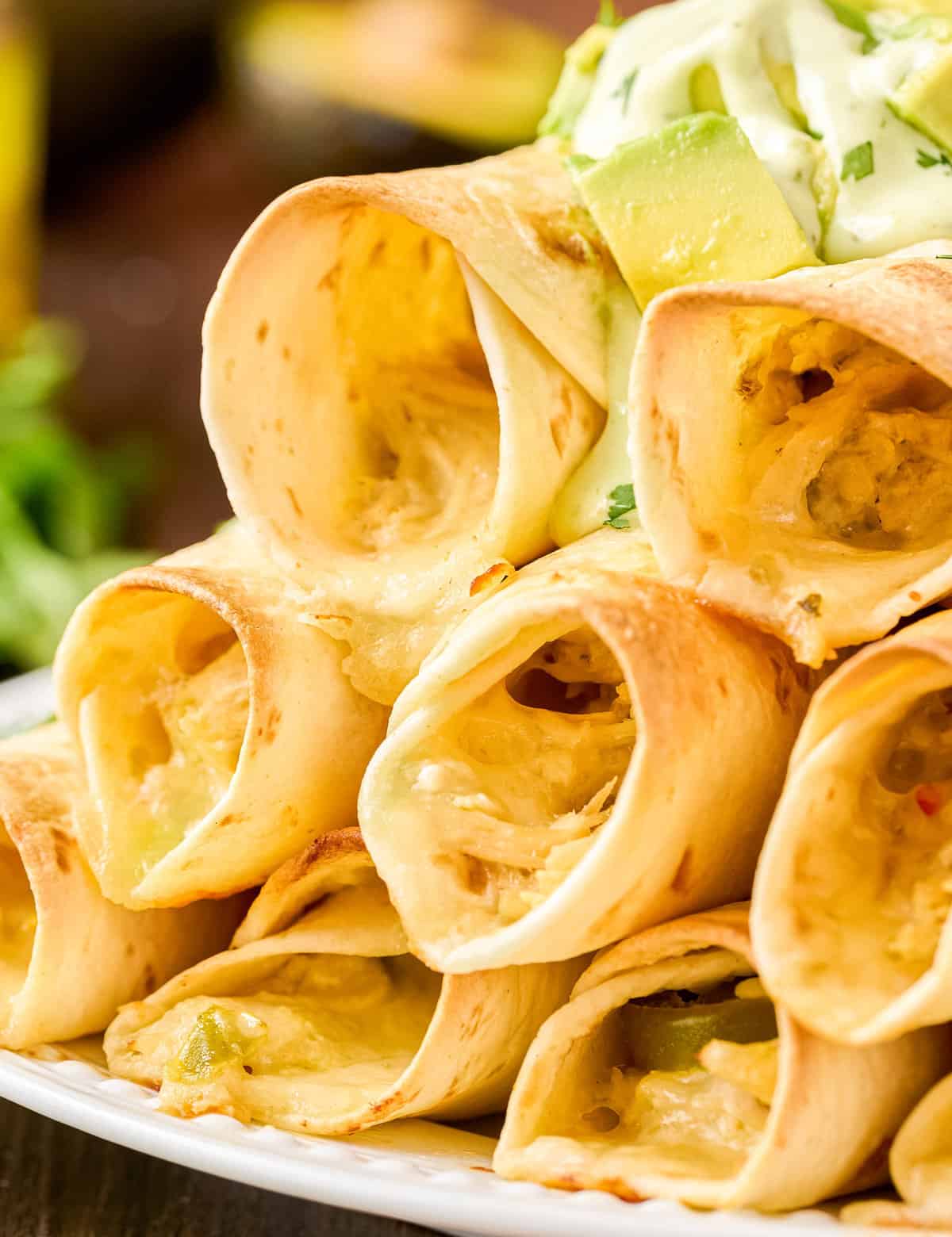 Cheesy jalapeno popper chicken taquitos recipe, crispy baked appetizer