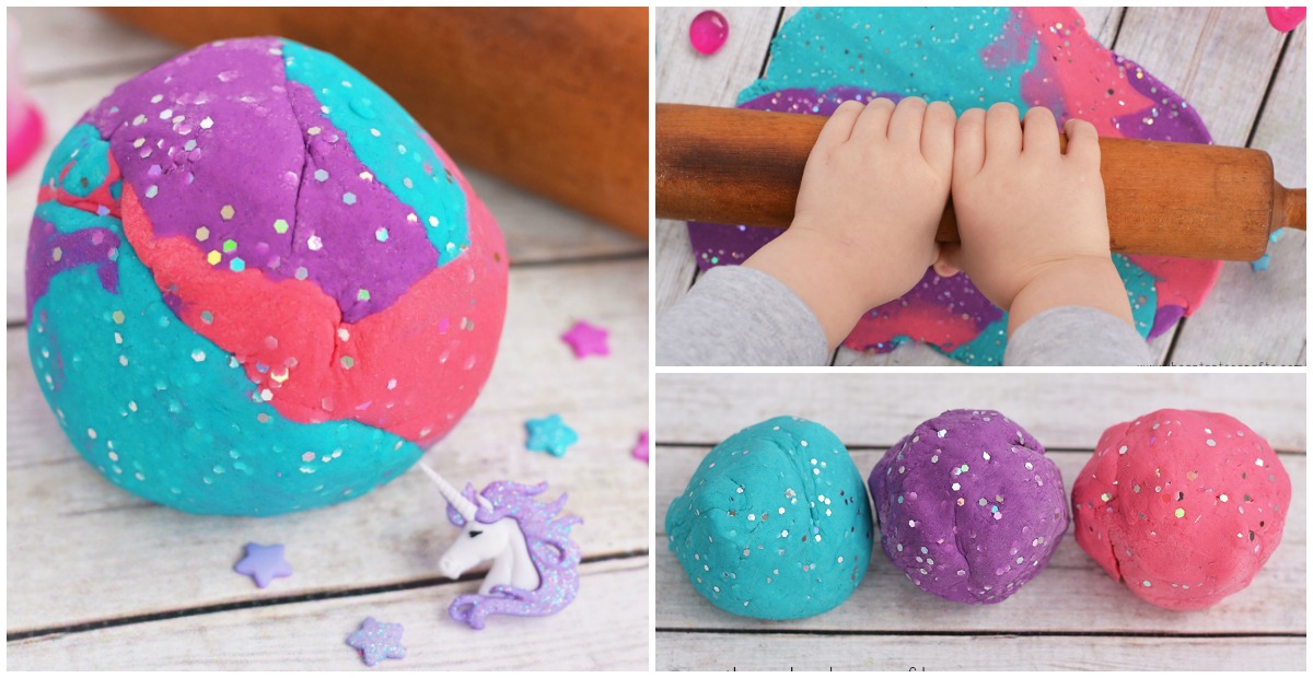 Easy Crafts for Kids - Homemade Unicorn Playdough - Fun No Cook Sensory DIY for Children - Boys and Girls Love This Cool Unicorn Craft for Indoor Playtime #kidscrafts